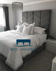 Charlie Chevron Chesterfield Upholstered Fabric Bed Frame
