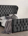 Sevina Winged Black Crushed Velvet Designer End Bed