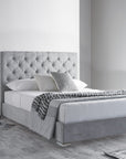 Eliza Silver Naple Soft Velvet Bed Frame