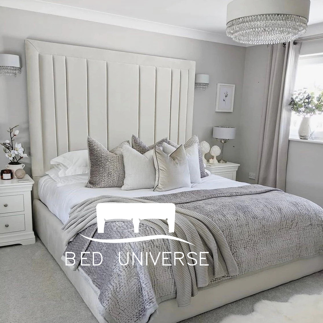 Bellagio Panel Strip Line Fabric Bed