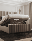 Hamilton Winged Bed Frame, Winged Bed, Chesterfield Bed, Upholstered Bed, Fabric Bed, Wingback Bed, New Bed