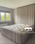 Elma Luxury Stripe Panel Upholstered Fabric Bed Frame