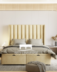 Paulo Winged Linear Stripe Panel Divan Ottoman Storage Bed