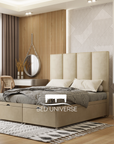 4 Panel Linear Stripe Panel Divan Ottoman Storage Bed