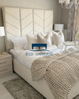 Charlie Chevron Chesterfield Upholstered Fabric Bed Frame