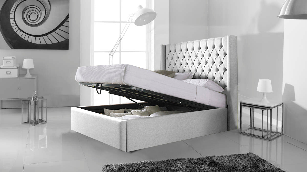 Julius Silver Naple Ottoman Storage Bed
