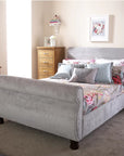 Doriya Plain Swan Sleigh Chesterfield Bed Frame